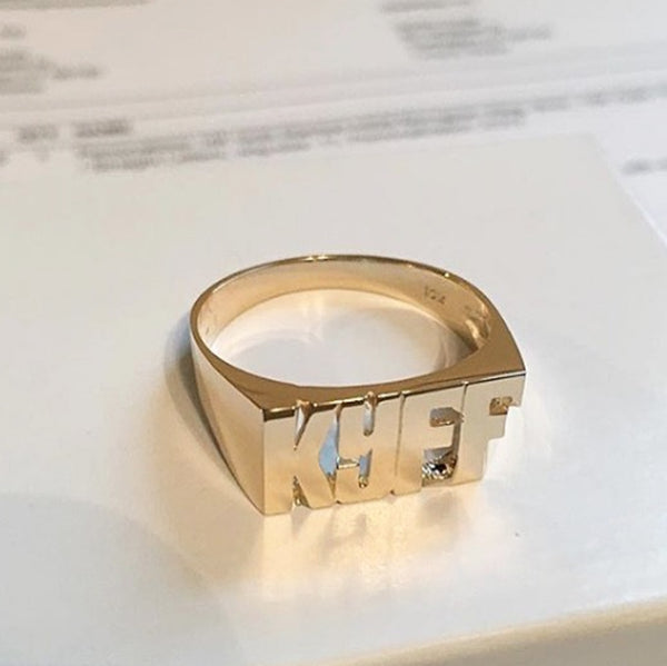 Gold Monogram Ring 14K Gold / Rush It! Ships in Approx 7 Business Days