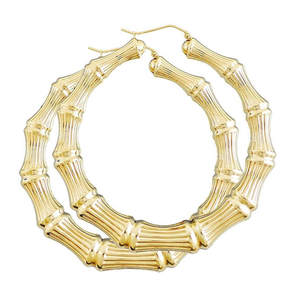 Gold Bamboo Earrings for Women,80s 90s Large Bamboo Hoop Earrings Big  Bamboo Hoops Earrings Bamboo Chunky Hoops Exaggerated Hip-hop Statement  Bamboo