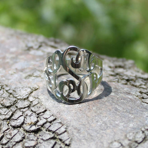 Gold Monogram Ring~7/8 inch by Purple Mermaid Designs 9 / 24K Gold Plated